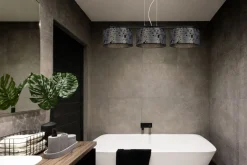 Belis Gemütliche Hängelampe Stoff Graphit Muster E27 L:100 cm* Bürolampen|Wohnzimmerlampen