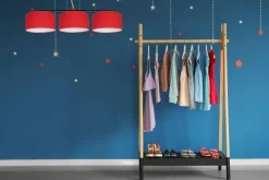 Belis Gemütliche Hängelampe Stoff Schwarz Rot E27 L:100 cm* Bürolampen|Wohnzimmerlampen