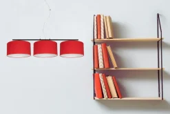 Belis Gemütliche Hängelampe Stoff Schwarz Rot E27 L:100 cm* Bürolampen|Wohnzimmerlampen