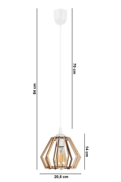 Belis Gemütliche Hängelampe Weiß Natur Holz E27 B:20,5 cm* Hängelampen|Bürolampen