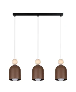 Discount Belis Gemütliche Hängeleuchte Rostbraun Metall Holz E27 66 cm