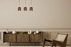 Discount Belis Gemütliche Hängeleuchte Rostbraun Metall Holz E27 66 cm