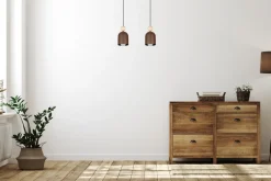 Belis Gemütliche Hängeleuchte Rostbraun Metall Holz E27 46 cm* Hängelampen|Bürolampen