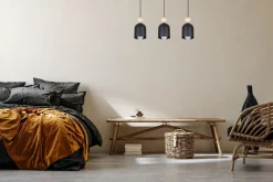 New Belis Gemütliche Hängeleuchte Schwarz Metall Holz E27 66 cm