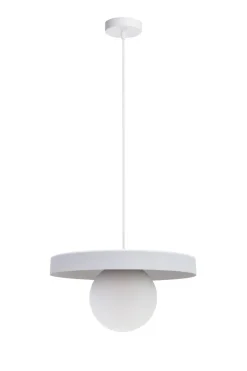 Belis Gemütliche Pendelleuchte Glas Metall Weiß E27 Ø30 cm