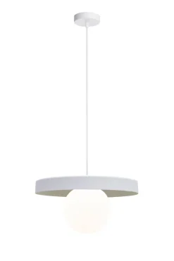 Belis Gemütliche Pendelleuchte Glas Metall Weiß E27 Ø30 cm