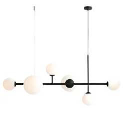 ALDEX Gemütliche Pendelleuchte Schwarz Glas Kugel 130 cm lang* Hängelampen|Bürolampen