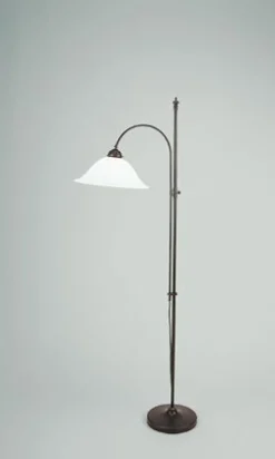 Berliner Messingleuchten Gemütliche Stehleuchte Antik Messing Glas E27 160 cm* Wohnzimmerlampen|Metall Lampen