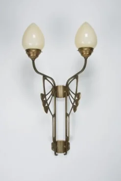 Berliner Messingleuchten Gemütliche Wandlampe Messing Glas Elfenbein E27 2-flmg* Wohnzimmerlampen|Metall Lampen