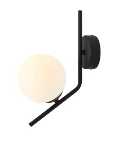 ALDEX Gemütliche Wandlampe Schwarz B:14 cm Glas Kugel blendarm* Wandleuchten|Badezimmer Lampe