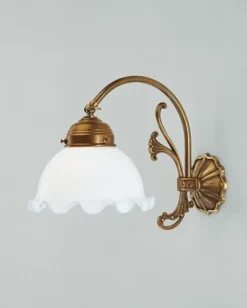 Discount Berliner Messingleuchten Gemütliche Wandleuchte Messing Glas E27 Blüte Floral