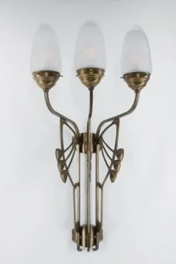 Berliner Messingleuchten Gemütliche Wandleuchte Messing Glas Weiß E27 B:40 cm* Wohnzimmerlampen|Metall Lampen