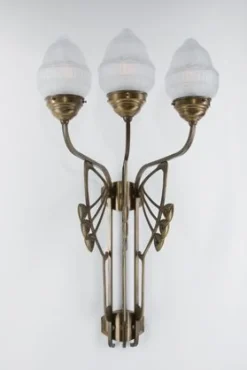 Sale Berliner Messingleuchten Gemütliche Wandleuchte Messing Glas Weiß E27 3-flammig