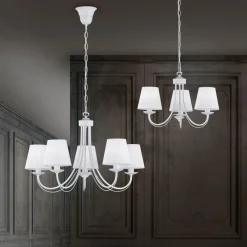 Sale Trio Reality Gemütlicher Kronleuchter Stoff Metall Stoff E14 3-flmg