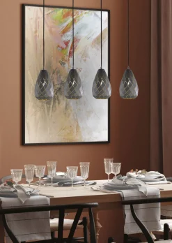 Outlet Trio Reality Geometrische Hängelampe Metall Anthrazit E27 90 cm lang