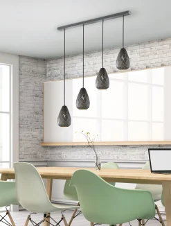 Outlet Trio Reality Geometrische Hängelampe Metall Anthrazit E27 90 cm lang