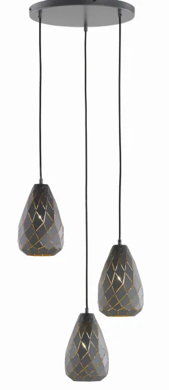 New Trio Reality Geometrische Hängelampe Metall Anthrazit E27 Ø35 cm