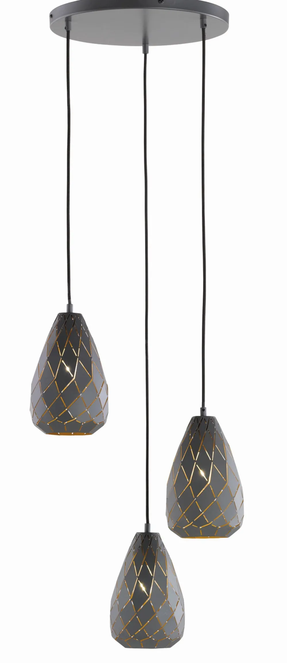 New Trio Reality Geometrische Hängelampe Metall Anthrazit E27 Ø35 cm