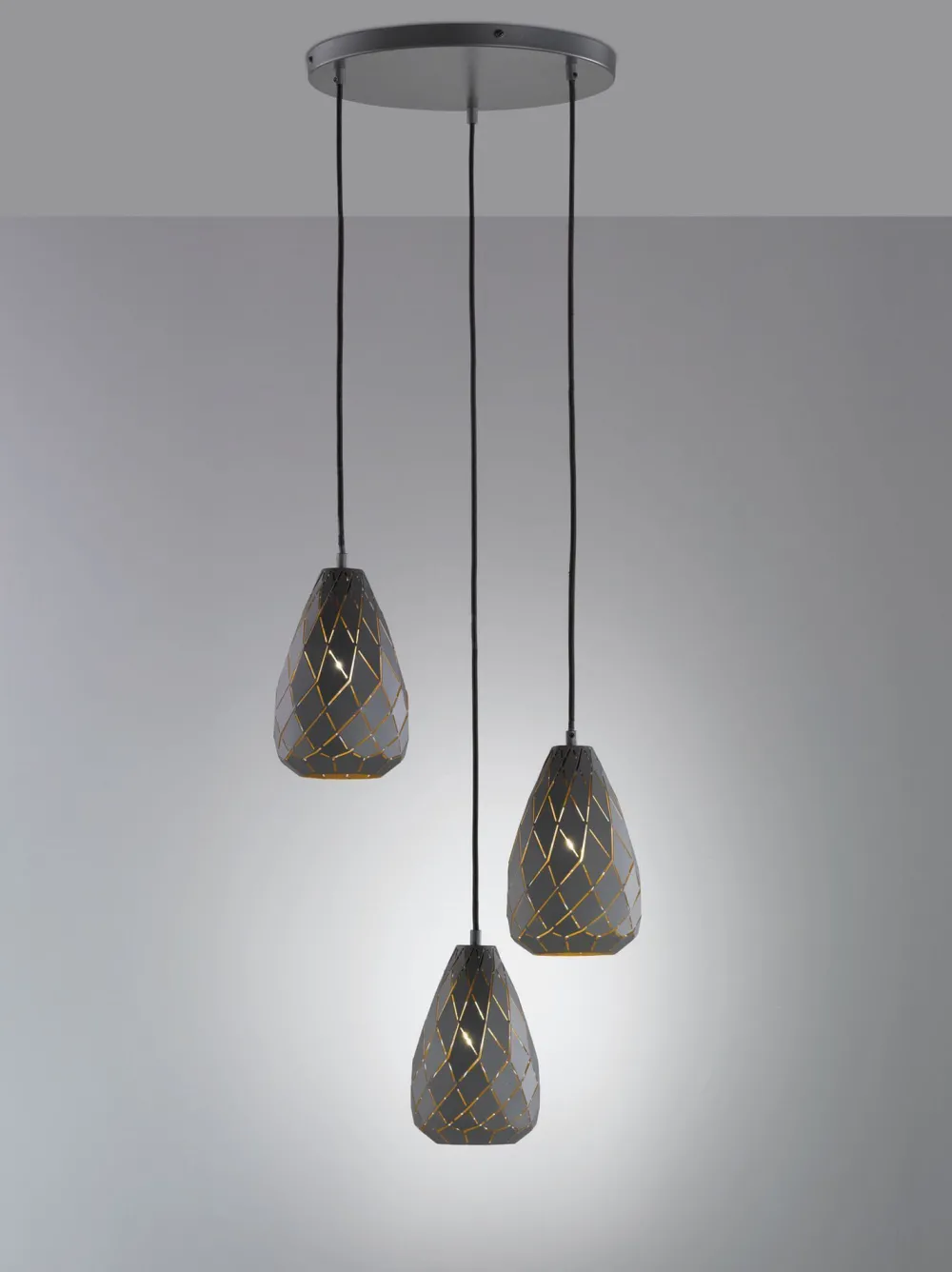 New Trio Reality Geometrische Hängelampe Metall Anthrazit E27 Ø35 cm