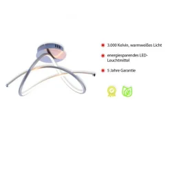 Just Light Geschwungene LED Deckenlampe in Stahl 3000 K warmweiß