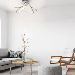 Just Light Geschwungene LED Deckenlampe in Stahl 3000 K warmweiß