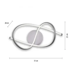 Just Light Geschwungene LED Deckenlampe in Stahl 3000 K warmweiß