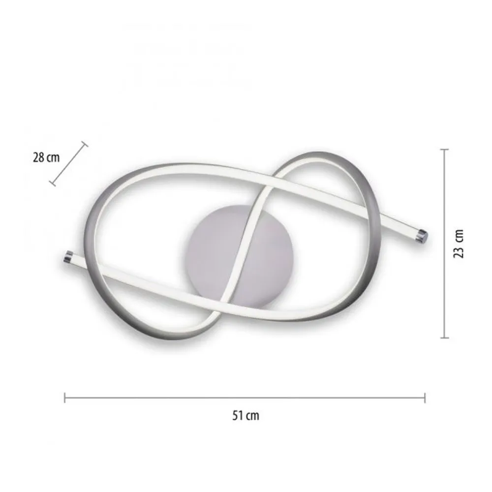 Just Light Geschwungene LED Deckenlampe in Stahl 3000 K warmweiß