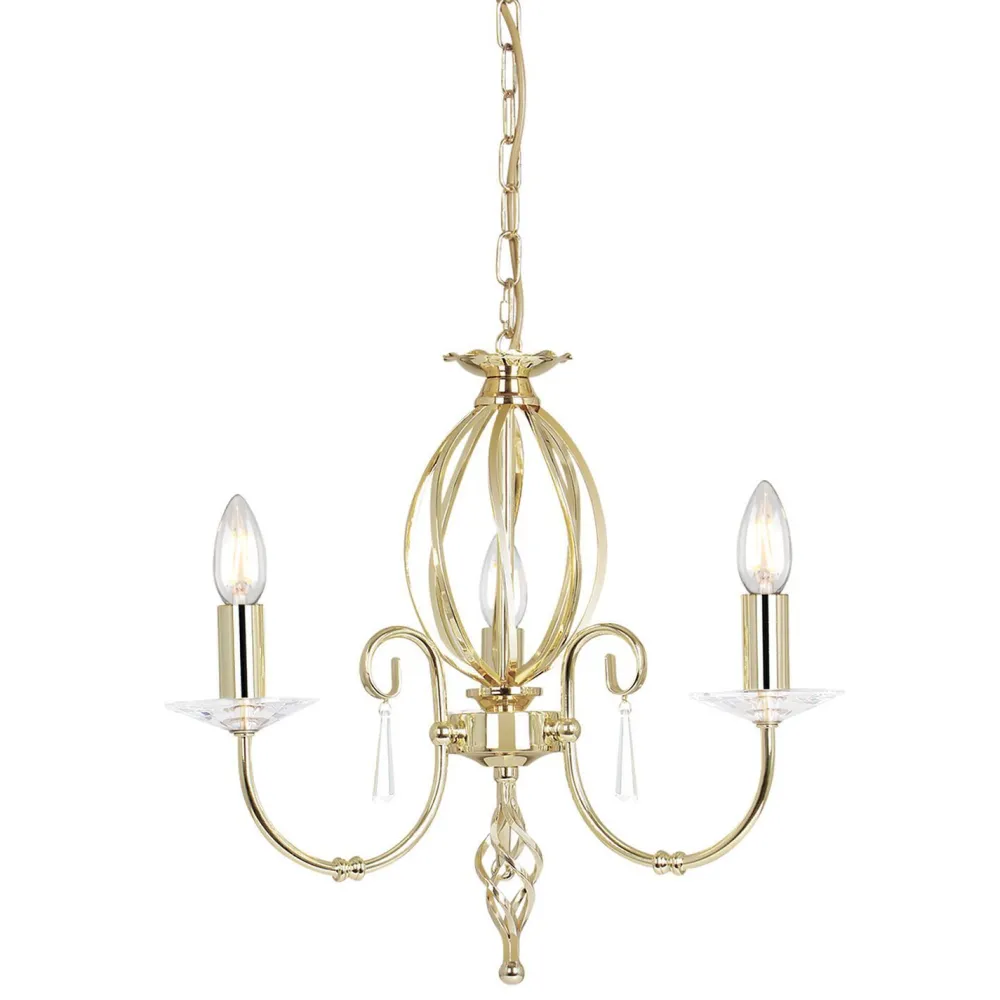 Elstead Glanzvoller Kronleuchter in Messing 3-armig Esstisch* Designerlampen|Kristalllampen