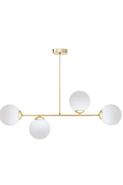 Belis Goldene Deckenlampe Glaskugeln blendarm 4-flmg Metall* Wohnzimmerlampen|Glaslampen