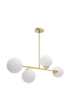 Belis Goldene Deckenlampe Glaskugeln blendarm 4-flmg Metall* Wohnzimmerlampen|Glaslampen