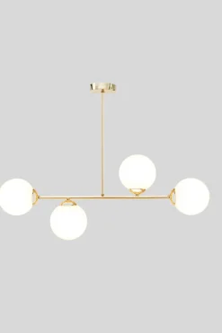 Belis Goldene Deckenlampe Glaskugeln blendarm 4-flmg Metall* Wohnzimmerlampen|Glaslampen