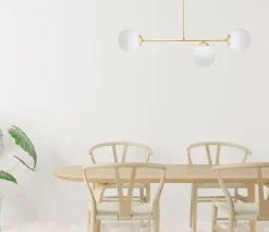 Belis Goldene Deckenlampe Glaskugeln blendarm E27 Metall* Bürolampen|Wohnzimmerlampen