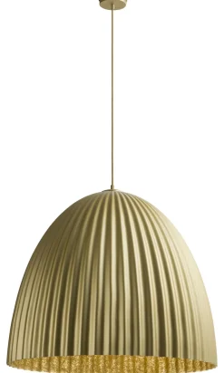 Sigma Goldene Hängelampe rund Ø70 cm Metall Loft geriffelt