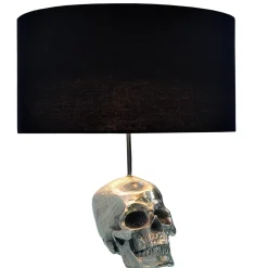 Invicta Interior Gothic Tischlampe Modern Totenschädel Silber Schwarz* Wohnzimmerlampen|Stofflampen