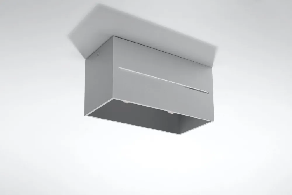 Sollux Graue Deckenleuchte eckig Modern Aluminium 2x G9 Flur* Deckenleuchten|Flurlampen