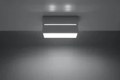 Sollux Graue Deckenleuchte eckig Modern Aluminium 2x G9 Flur* Deckenleuchten|Flurlampen