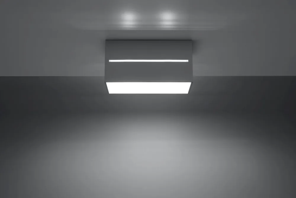 Sollux Graue Deckenleuchte eckig Modern Aluminium 2x G9 Flur* Deckenleuchten|Flurlampen