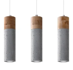 Hot Sollux Graue Hängelampe 3-flammig Beton Holz verstellbar GU10