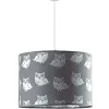 New Duolla Graue Kinderlampe Eule Stoff Mädchen Grau Weiß