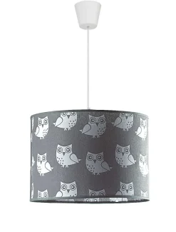 New Duolla Graue Kinderlampe Eule Stoff Mädchen Grau Weiß