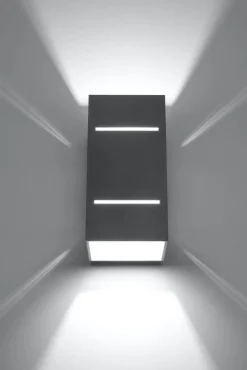 Hot Sollux Graue Wandleuchte Aluminium eckig H:20cm Up Down Modern