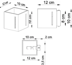 Sale Sollux Graue Wandleuchte FUFIA Aluminium Up Down eckig Modern