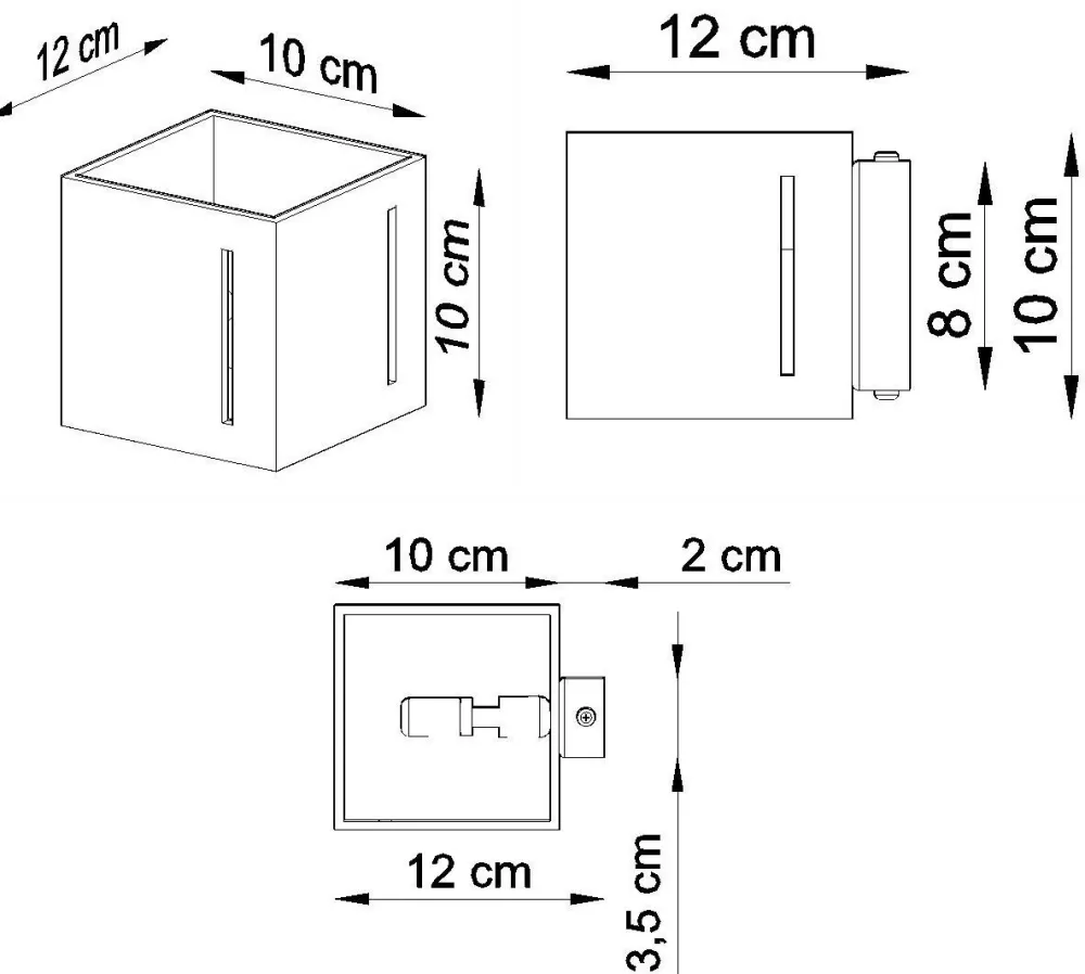 Sale Sollux Graue Wandleuchte FUFIA Aluminium Up Down eckig Modern