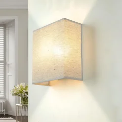 Duolla Graue Wandleuchte Stoff Schirm eckig Loft Design ALICE* Wandleuchten|Flurlampen