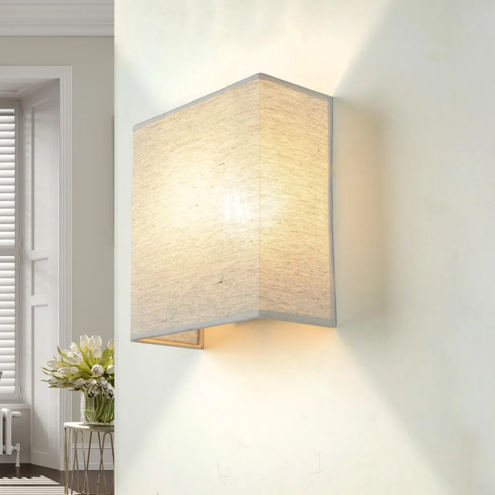 Duolla Graue Wandleuchte Stoff Schirm eckig Loft Design ALICE* Wandleuchten|Flurlampen