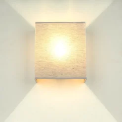 Duolla Graue Wandleuchte Stoff Schirm eckig Loft Design ALICE* Wandleuchten|Flurlampen