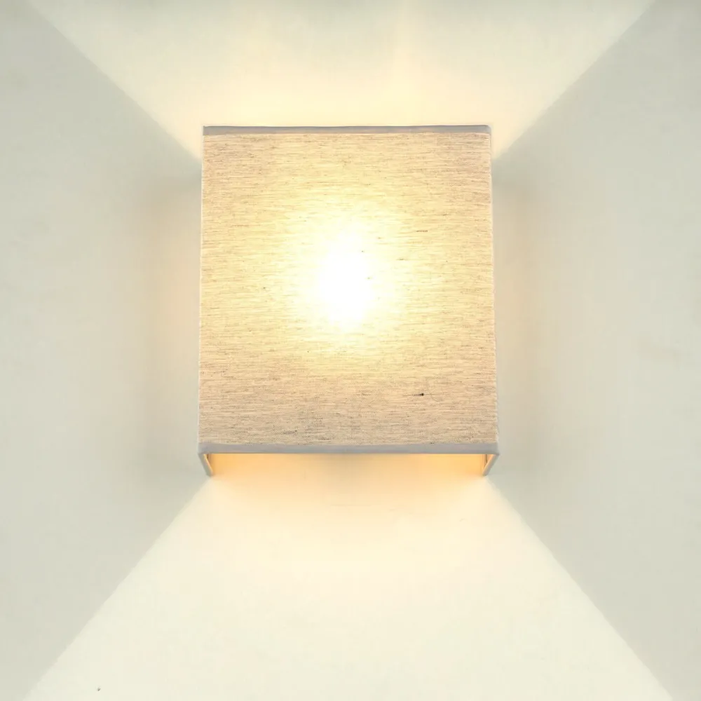 Duolla Graue Wandleuchte Stoff Schirm eckig Loft Design ALICE* Wandleuchten|Flurlampen