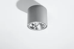 Outlet Sollux Grauer Deckenspot JASMYNN Ø12cm GU10 Metall Flur