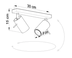 Sale Sollux Grauer Deckenstrahler ETNA L:30cm 2x GU10