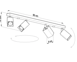 Online Sollux Grauer Deckenstrahler FALERIA 80 cm lang 4x GU10